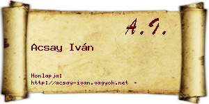Acsay Iván névjegykártya